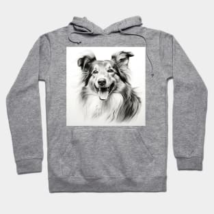 Shetland sheepdog black and white sketch portrait Hoodie